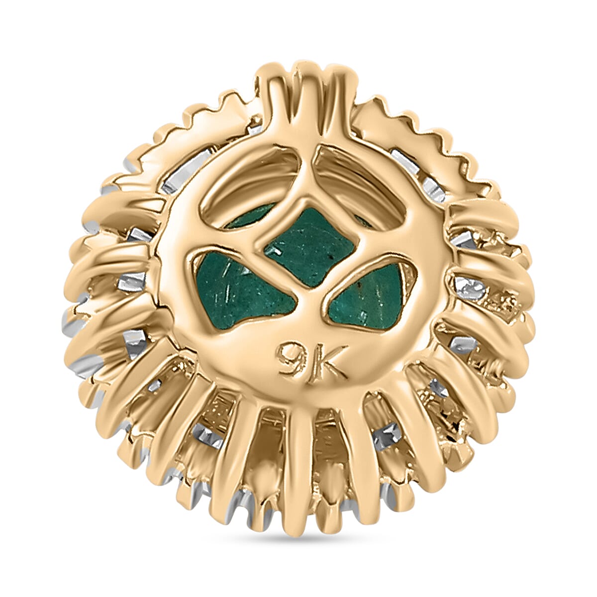 AAA Gemfields Zambian Emerald and Natural White Diamond 9K Yellow Gold Pendant 1.02 Ct. 8043709 5