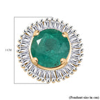 AAA Gemfields Zambian Emerald and Natural White Diamond 9K Yellow Gold Pendant 1.02 Ct.