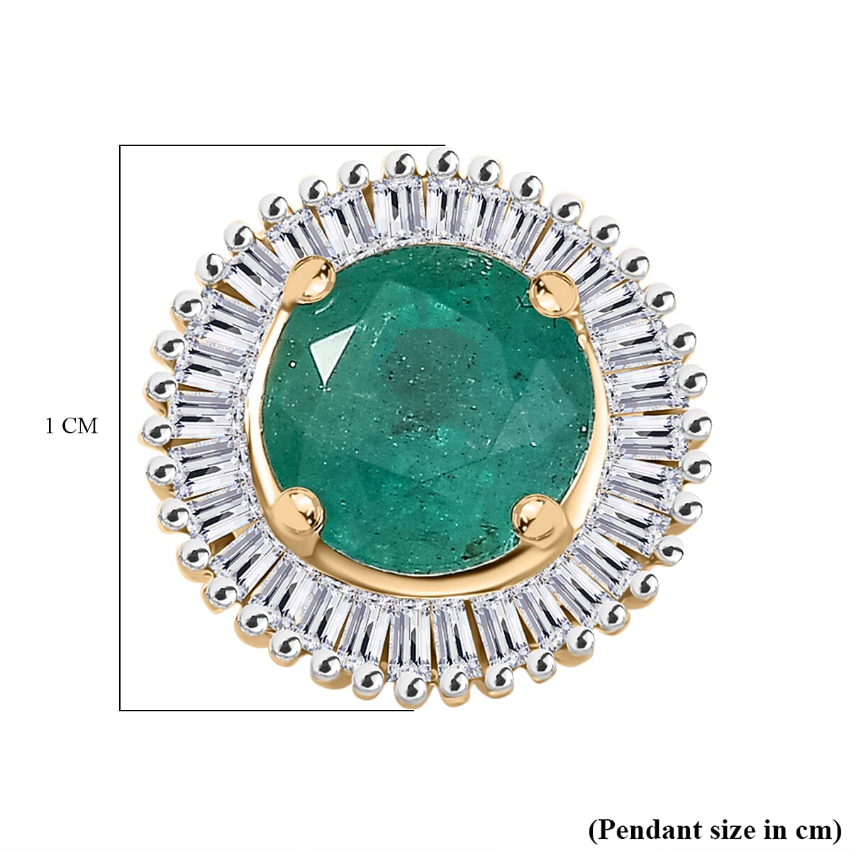 AAA Gemfields Zambian Emerald and Natural White Diamond 9K Yellow Gold Pendant 1.02 Ct. 8043709 6