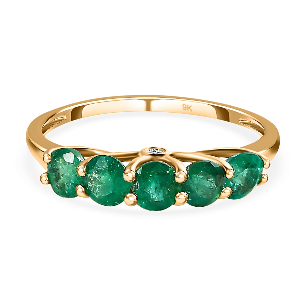 9K Yellow Gold AAA Gemfields Emerald and Diamond Ring 1.32 Ct 7514131 2