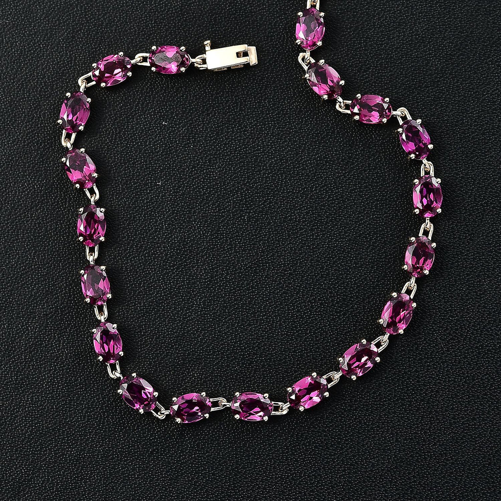 9K Yellow Gold AAA Radiant Natural Ember Garnet Bracelet (Size - 7.5) 12.81 Ct.