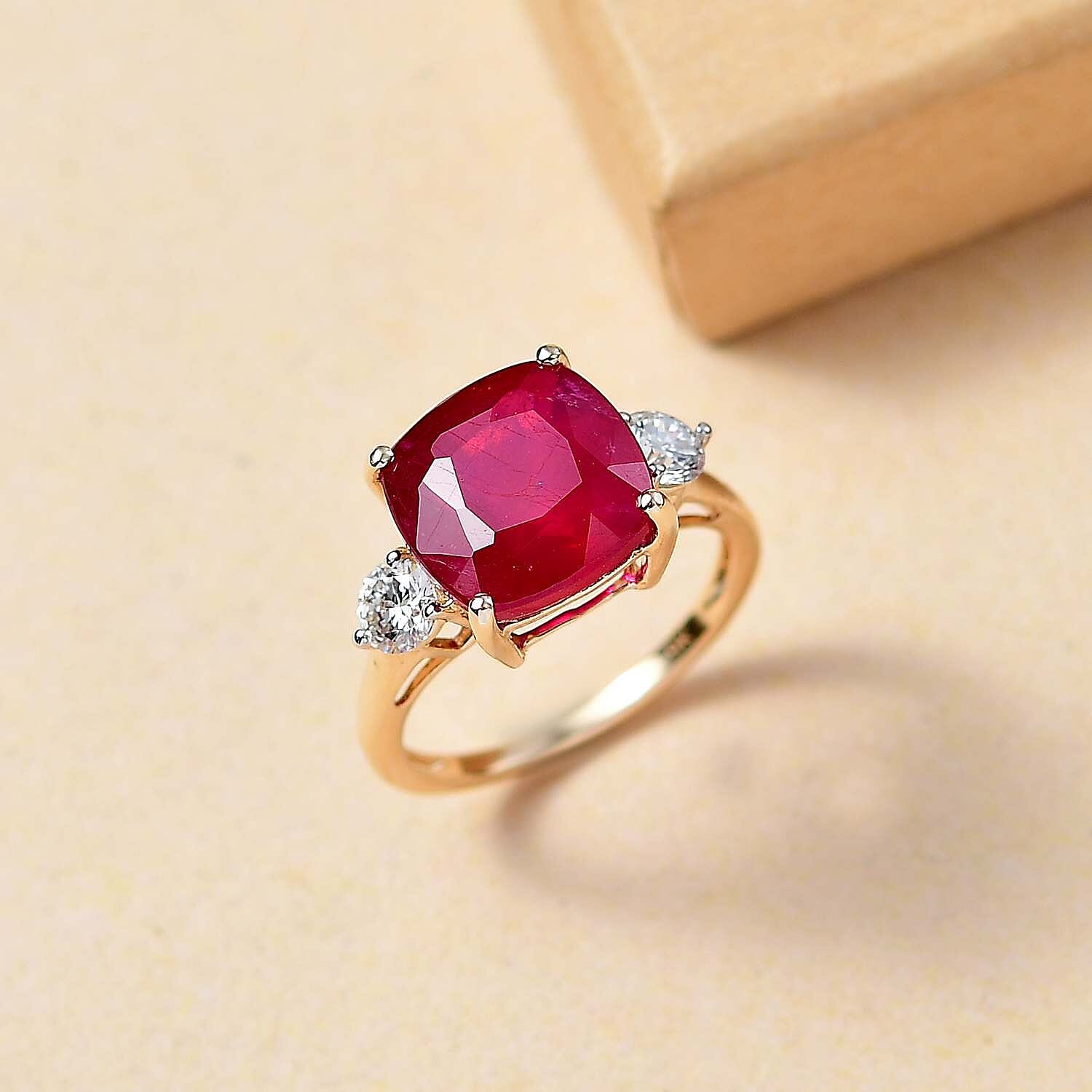 9K Yellow Gold AAA Ruby and Lab Grown Diamond  VS-EF Ring 9.57 Ct 7965181 1