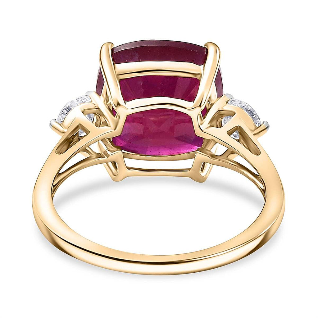 9K Yellow Gold Ruby & Lab Grown Diamond (VS-EF) Ring 9.58 Ct Gold Wt 2.81 Grms
