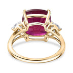 9K Yellow Gold Ruby & Lab Grown Diamond (VS-EF) Ring 9.58 Ct Gold Wt 2.81 Grms