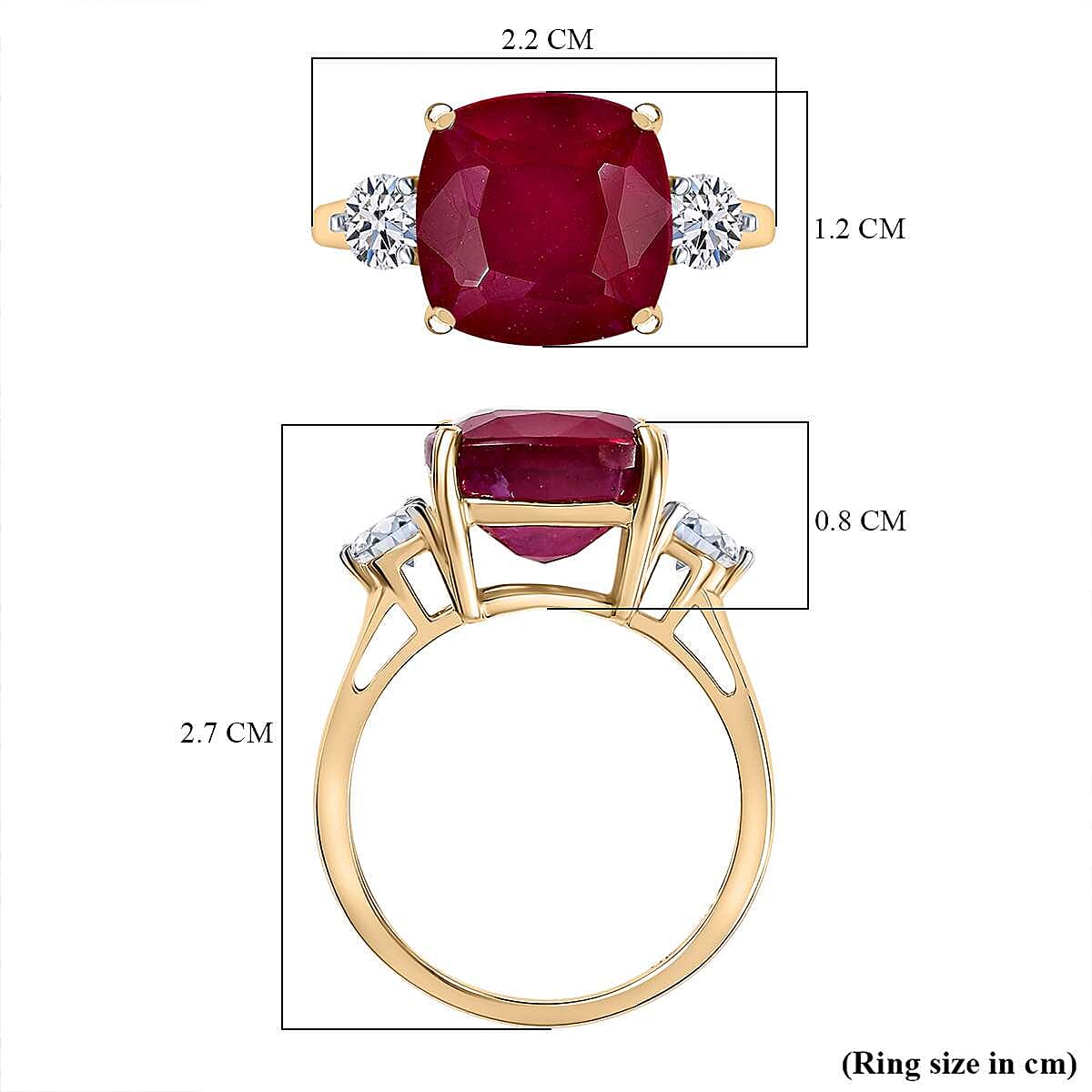 9K Yellow Gold AAA Ruby and Lab Grown Diamond  VS-EF Ring 9.57 Ct 7965181 5