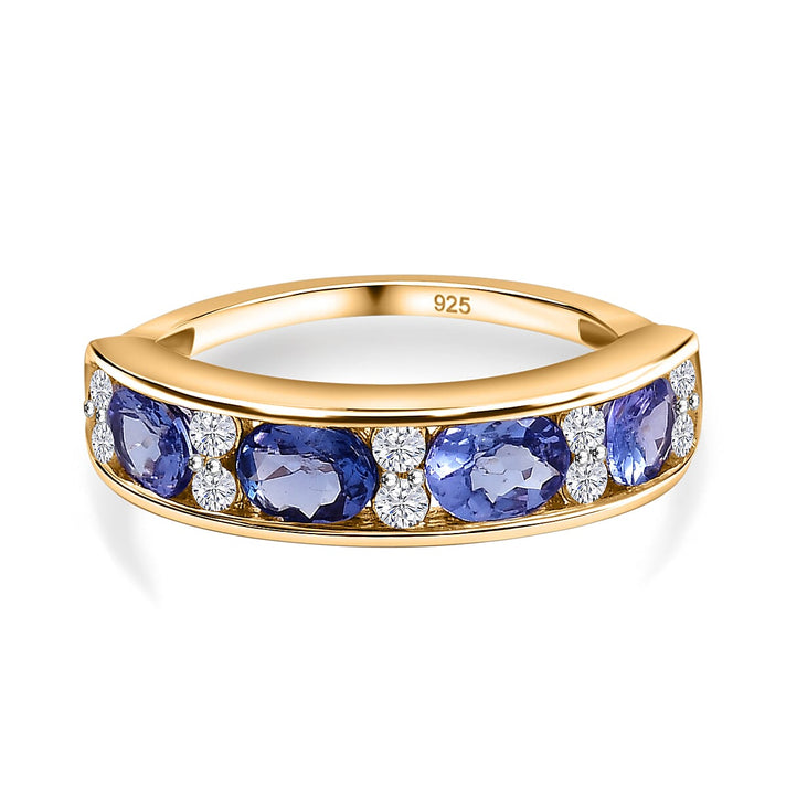 9K Yellow Gold AAA Tanzanite and Moissanite Band Ring 1.65 ct. 7861024 1