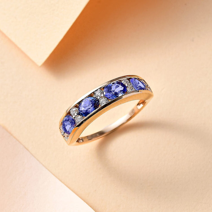 9K Yellow Gold AAA Tanzanite and Moissanite Band Ring 1.65 ct. 7861024 2