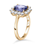 9K Yellow Gold AAA Tanzanite & Moissanite Ring 2.74 Ct.