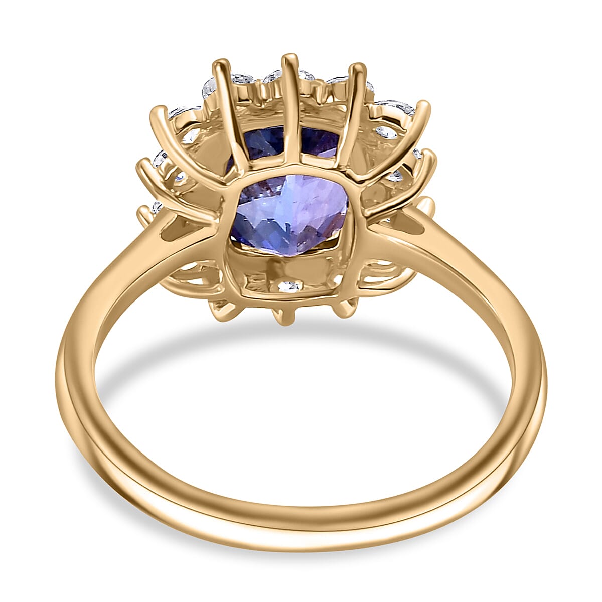 9K Yellow Gold AAA Tanzanite, Moissanite Halo Ring 7861602 4