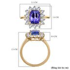 9K Yellow Gold AAA Tanzanite & Moissanite Ring 2.74 Ct.