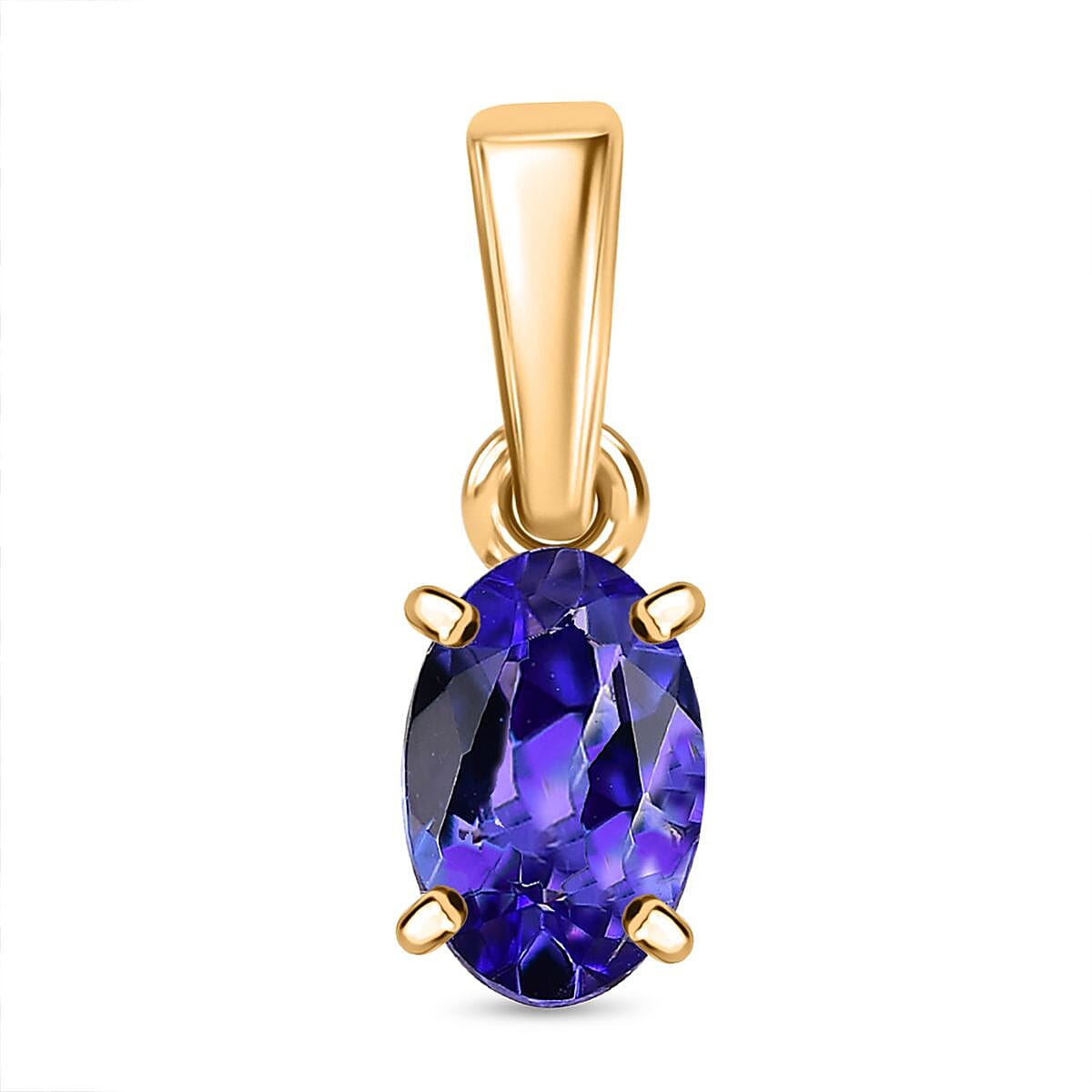 9K Yellow Gold AAA Tanzanite Oval-Cut Solitaire Pendant 8036851 0