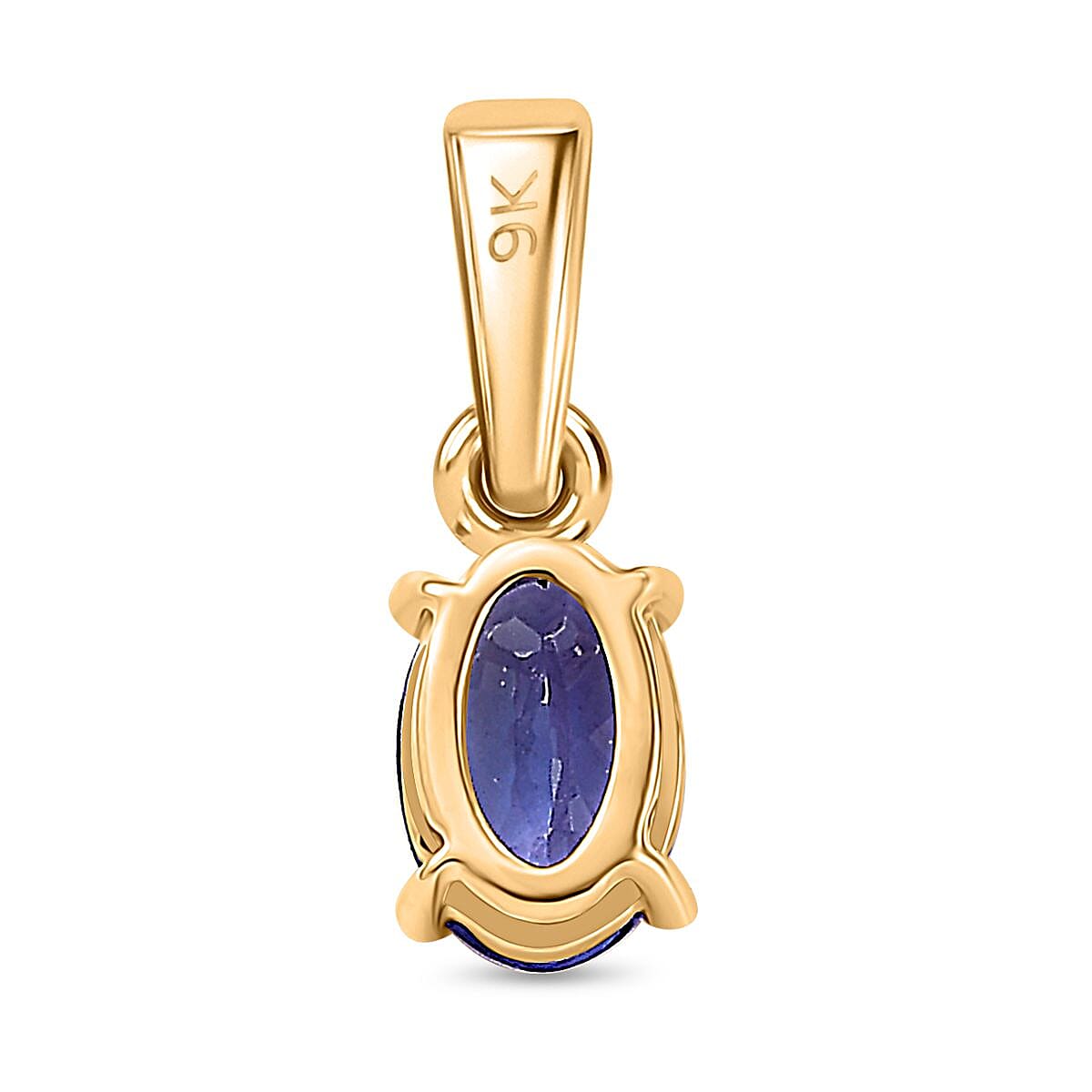 9K Yellow Gold AAA Tanzanite Oval-Cut Solitaire Pendant 8036851 5