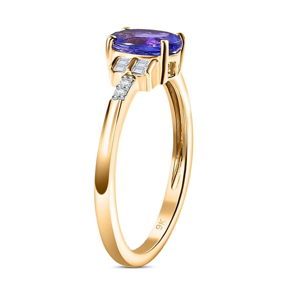 AAA Tanzanite and White Diamond Ring in 9K Yellow Gold 7994760 3