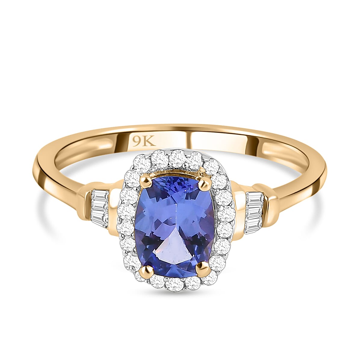 9K Yellow Gold AAA Tanzanite and Diamond Ring 1.15 Ct. 8733514 0
