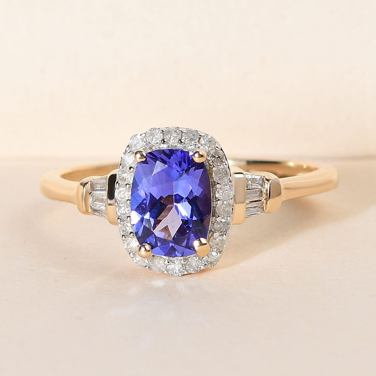 9K Yellow Gold AAA Tanzanite and Diamond Ring 1.15 Ct. 8733514 1