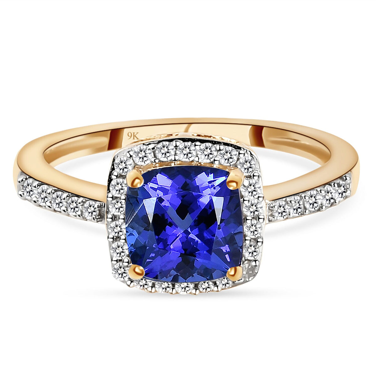 9K Yellow Gold AAA Tanzanite and Diamond Ring 1.66 Ct. V32619236 0
