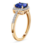 9K Yellow Gold AAA Tanzanite and Diamond Ring 1.66 Ct.