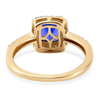 9K Yellow Gold AAA Tanzanite and Diamond Ring 1.66 Ct.