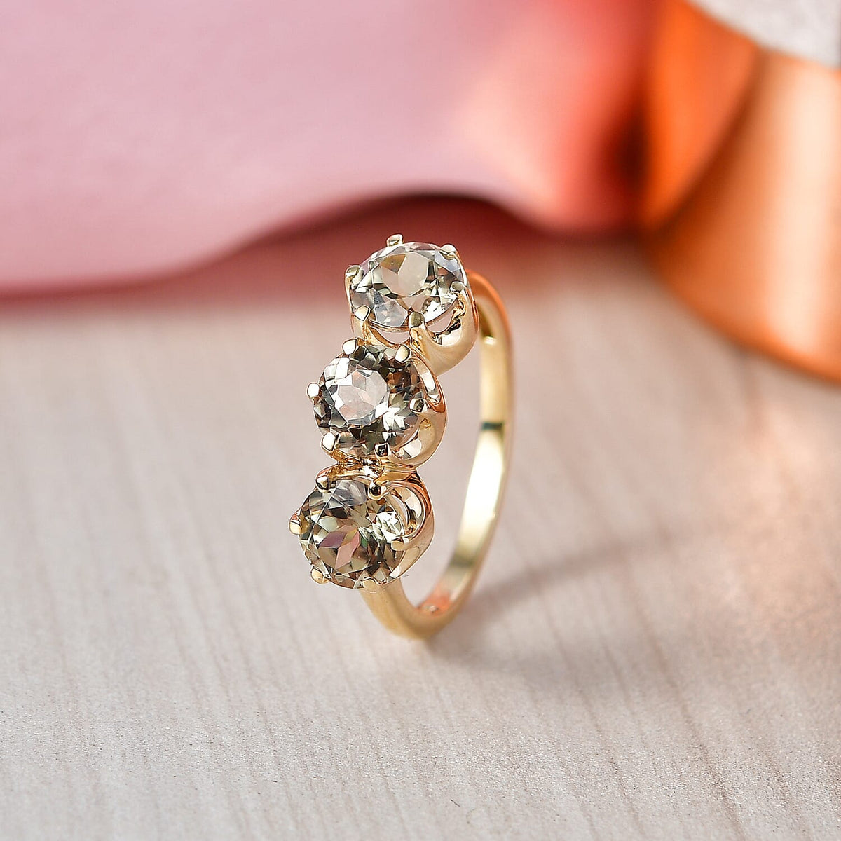 Tony Diniz Collection - 9K Yellow Gold AAA Natural Turkizite Trilogy Ring 3.10 Ct. V32631697 3
