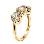 9K Yellow Gold AAA Natural Turkizite Trilogy Ring 3.10 Ct.
