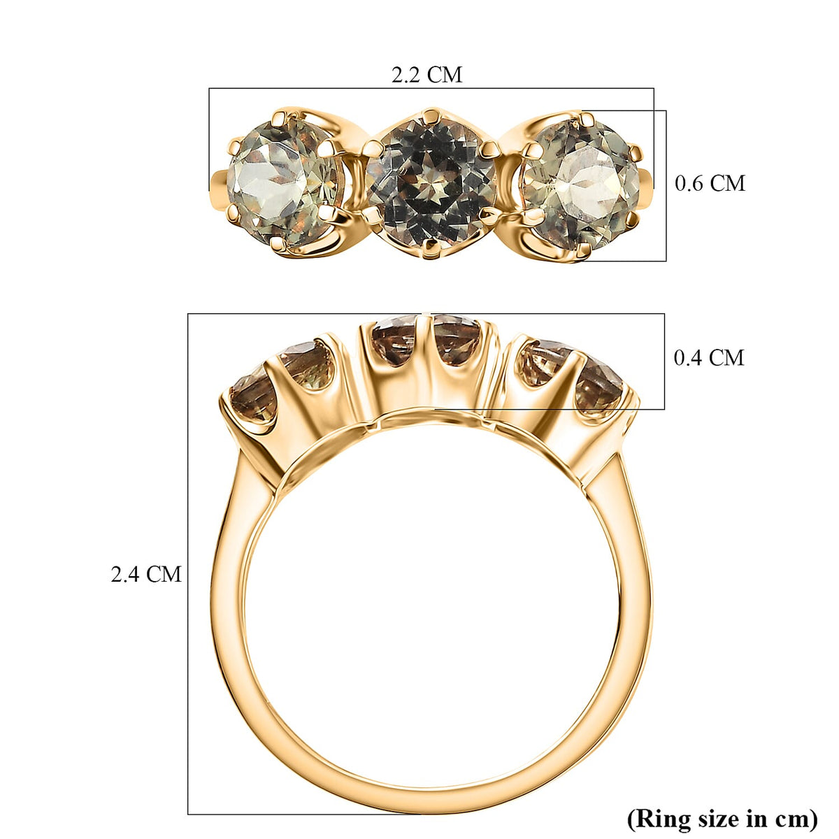 Tony Diniz Collection - 9K Yellow Gold AAA Natural Turkizite Trilogy Ring 3.10 Ct. V32631697 6