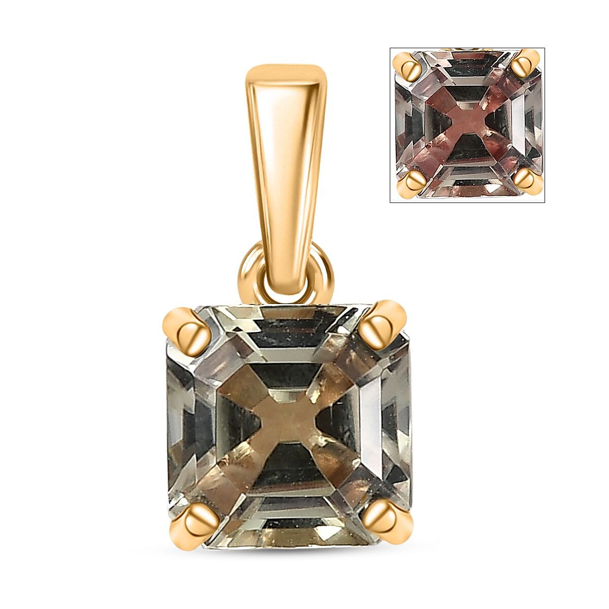 9K Yellow Gold AAA Natural Turkizite Asscher Cut Solitaire Pendant 1.30 Ct. 8298743 0