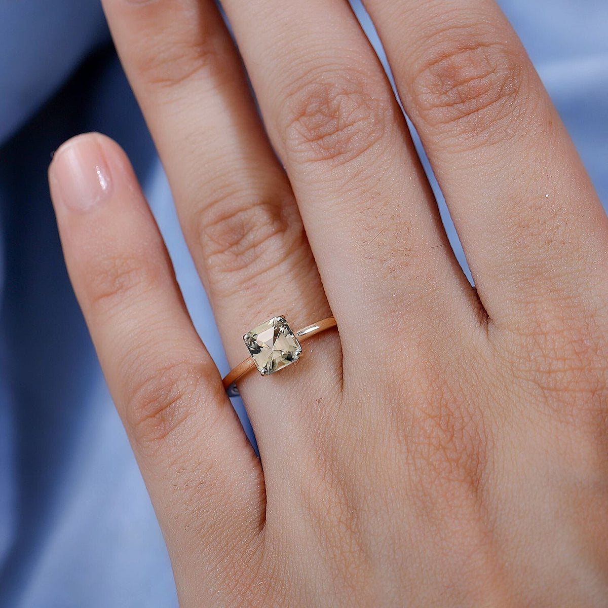 THE BIG DEAL - 9K Yellow Gold Asscher Cut AAA Turkizite Solitaire Ring 1.180  Ct. 7929825 2
