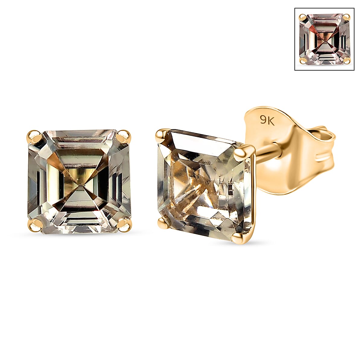 9K Yellow Gold AAA Natural Turkizite Solitaire Stud Push Post Earring 2.75 Ct. 8324284 0