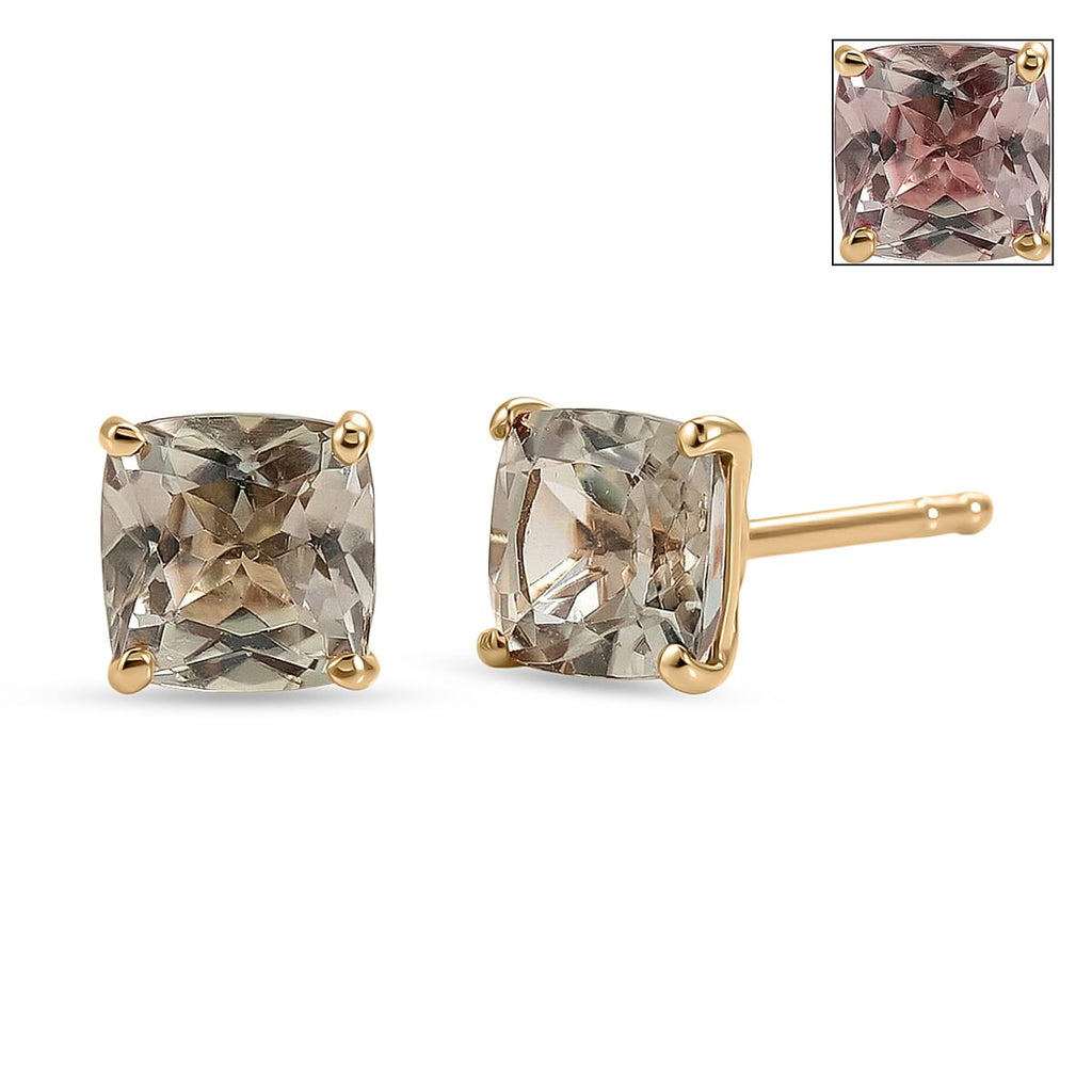 9K Yellow Gold AAA Turkizite Solitaire Stud Push Back Earring 2.00 Ct.