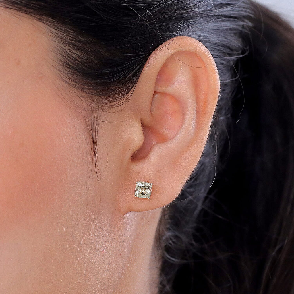 9K Yellow Gold AAA Turkizite Solitaire Stud Push Back Earring 2.00 Ct.