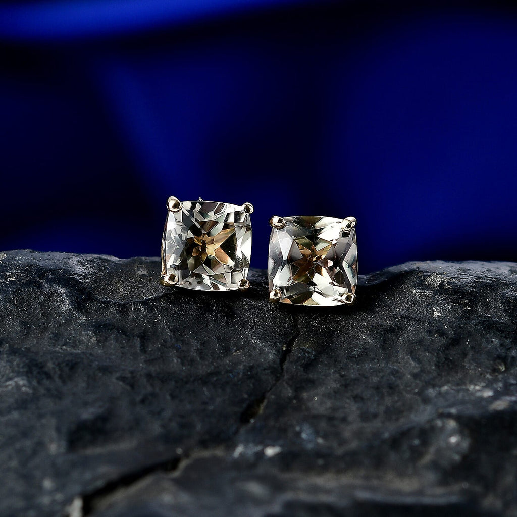 9K Yellow Gold AAA Turkizite Solitaire Stud Push Back Earring 2.00 Ct.