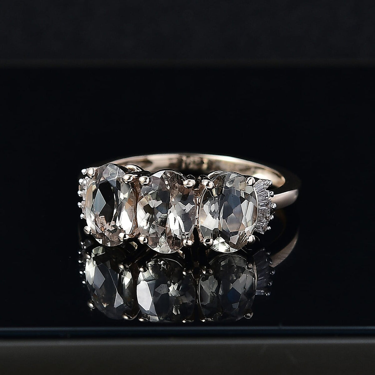 9K Yellow Gold AAA Turkizite and White Diamond Trilogy Ring 2.96 Ct. 8037419 3