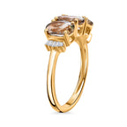 9K Yellow Gold AAA Turkizite & White Diamond Trilogy Ring 3.00 Ct.