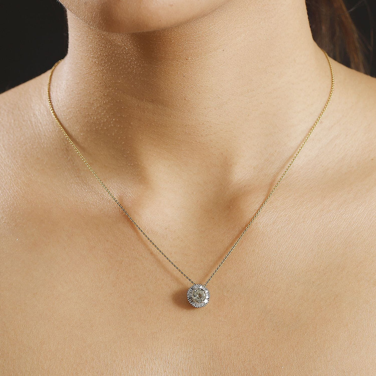 9K Yellow Gold AAA Turkizite, White Diamond Halo Pendant 7962337 4