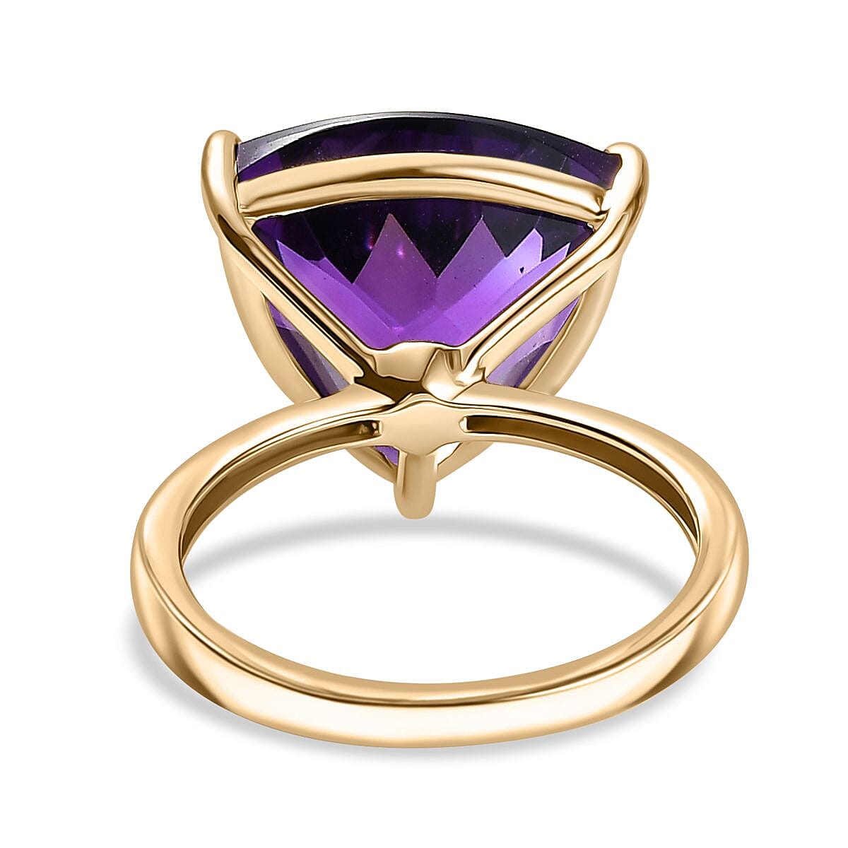 9K Yellow Gold AAA Zambian Amethyst Trillion Ring 8.80 Ct. 8043567 5