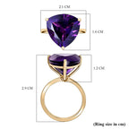 One Time Offer - 9K Yellow Gold AAA Zambian Amethyst Trillion Ring 8.95 Ct. Gold Wt 2.40 Grms