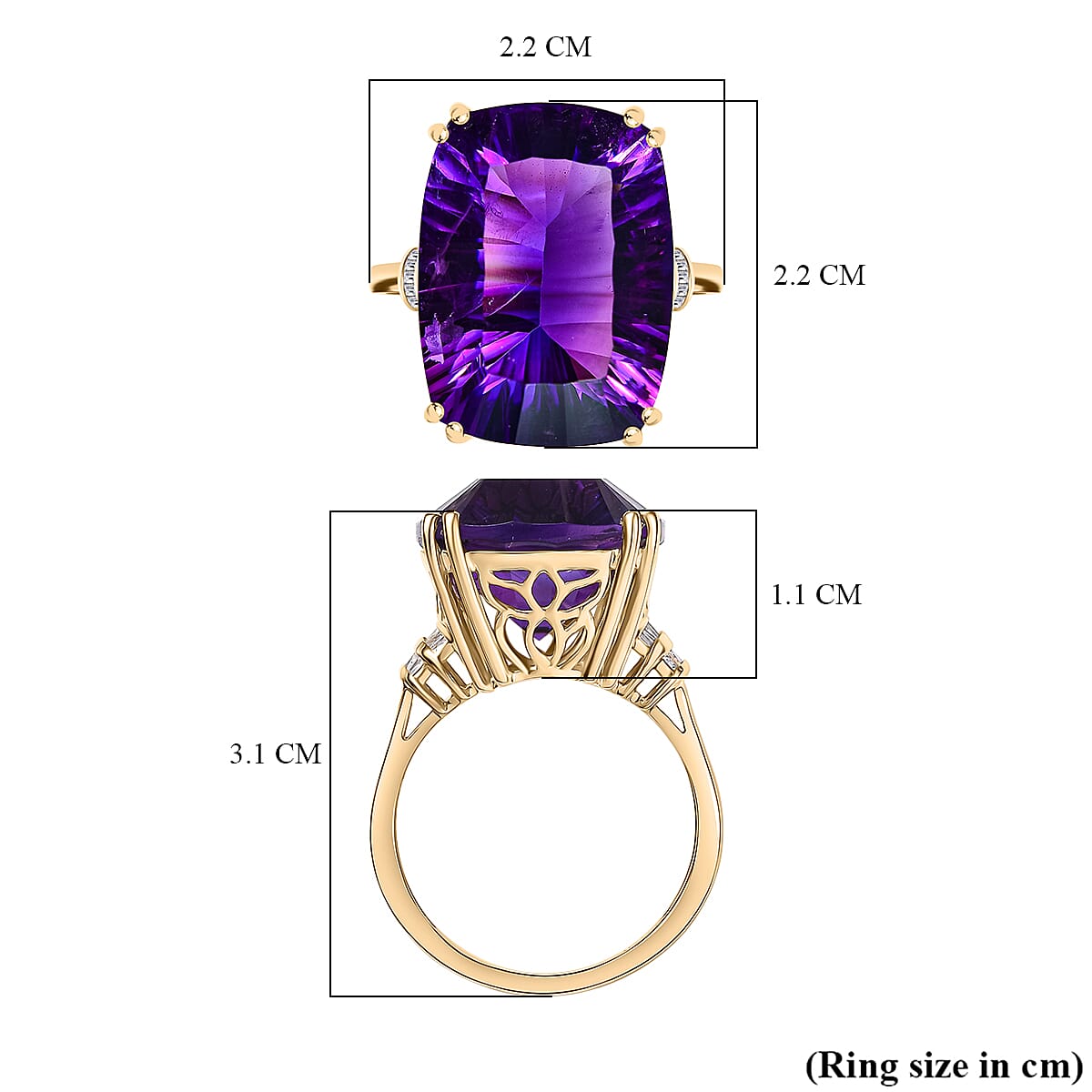 9K Yellow Gold AAA Zambian Amethyst &amp; Natural Diamond Ring 16.64 Ct. 8058931 6