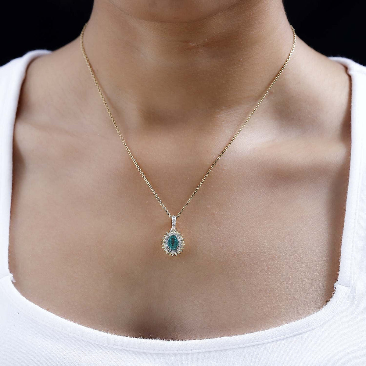 9K Yellow Gold AAA  Zambian Emerald, Natural Yellow Diamond and White Diamond Pendant 1.44 Ct 7623172 1