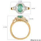 9K Yellow Gold Zambian Emerald and Diamond Halo Ring 1.44 Ct.