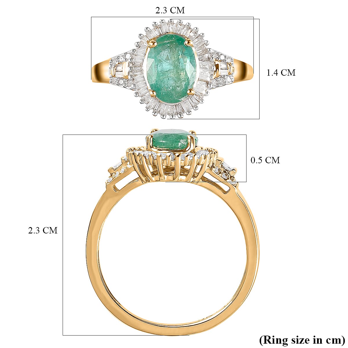 9K Yellow Gold Zambian Emerald and Diamond Halo Ring 1.44 Ct. 7236930 10