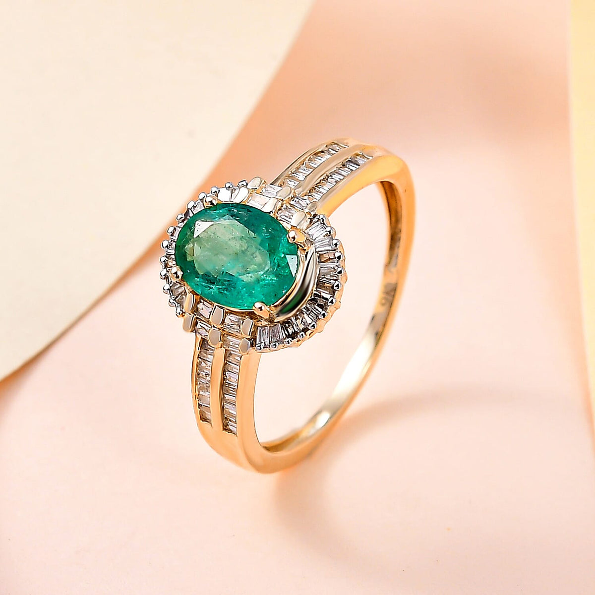 9K Yellow Gold AAA Zambian Emerald and Diamond Ring 1.53 Ct. 7516800 4