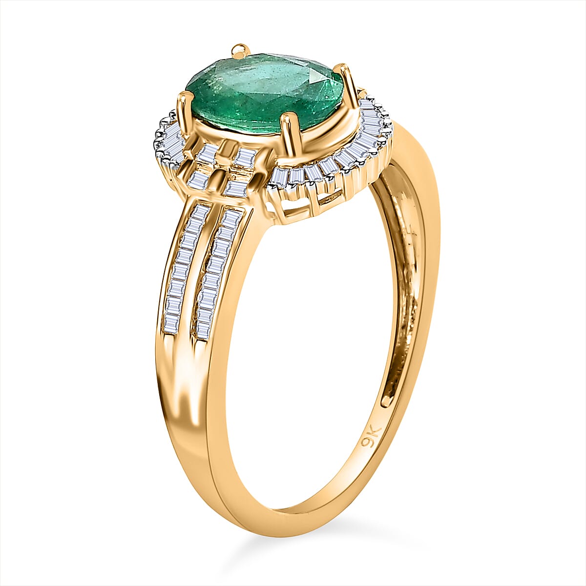 9K Yellow Gold AAA Zambian Emerald and Diamond Ring 1.53 Ct. 7516800 8