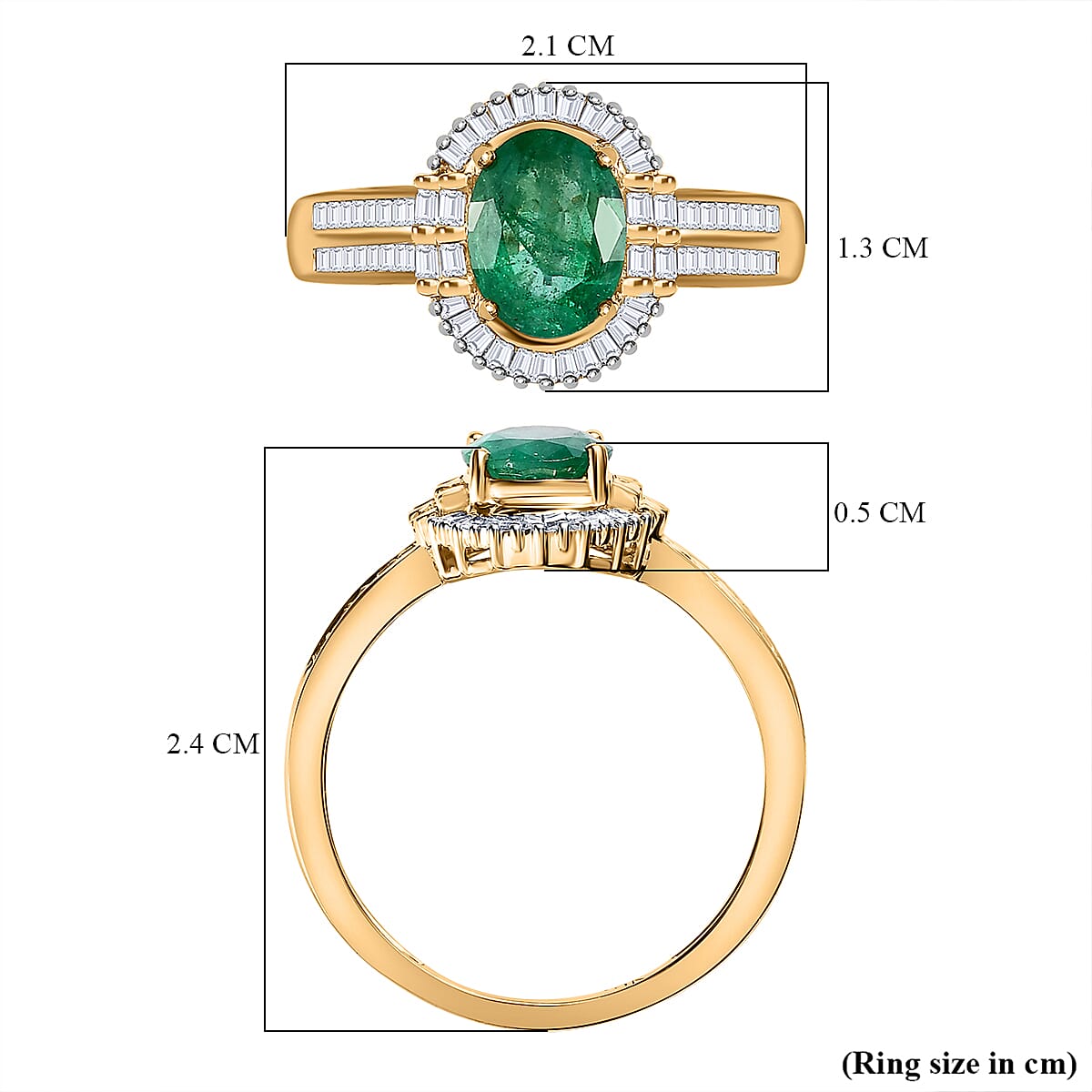 9K Yellow Gold AAA Zambian Emerald and Diamond Ring 1.53 Ct. 7516800 12