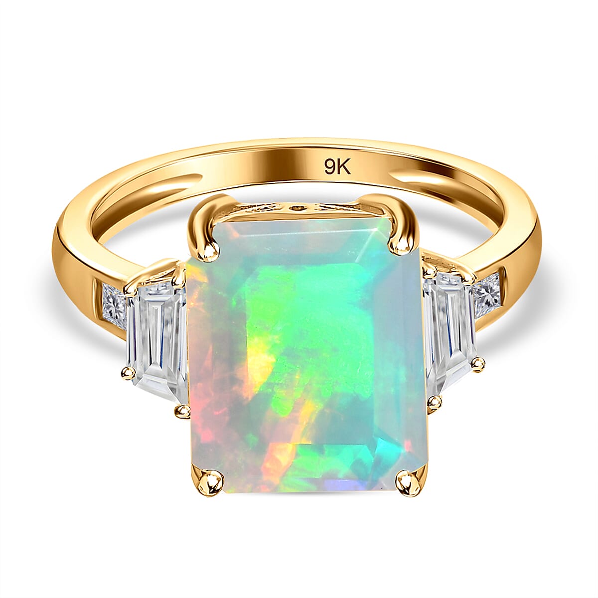 9K Yellow Gold AAAA Ethiopian Welo Opal and Natural Zircon Ring 4.53 Ct. 7522317 0