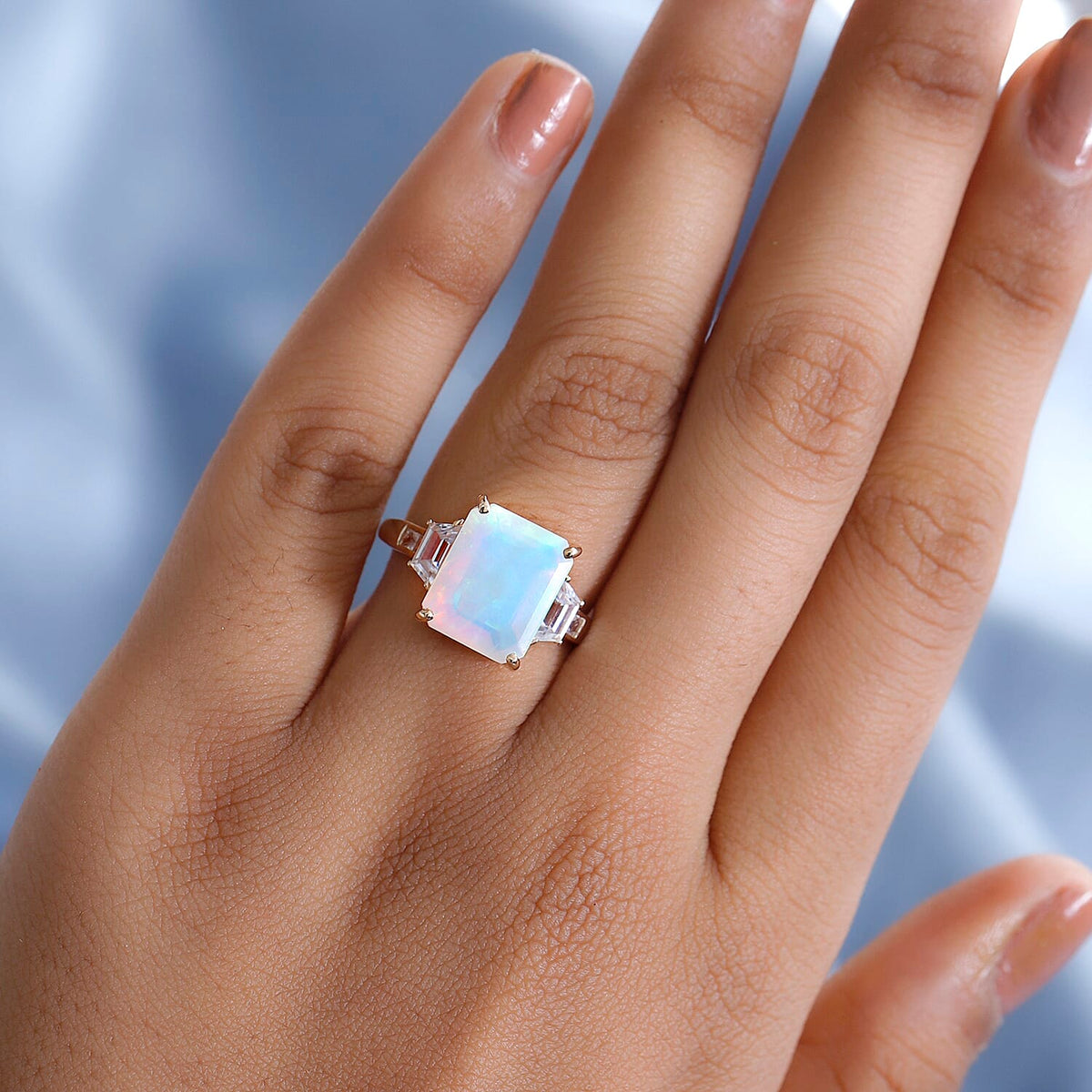 9K Yellow Gold AAAA Ethiopian Welo Opal and Natural Zircon Ring 4.53 Ct. 7522317 3