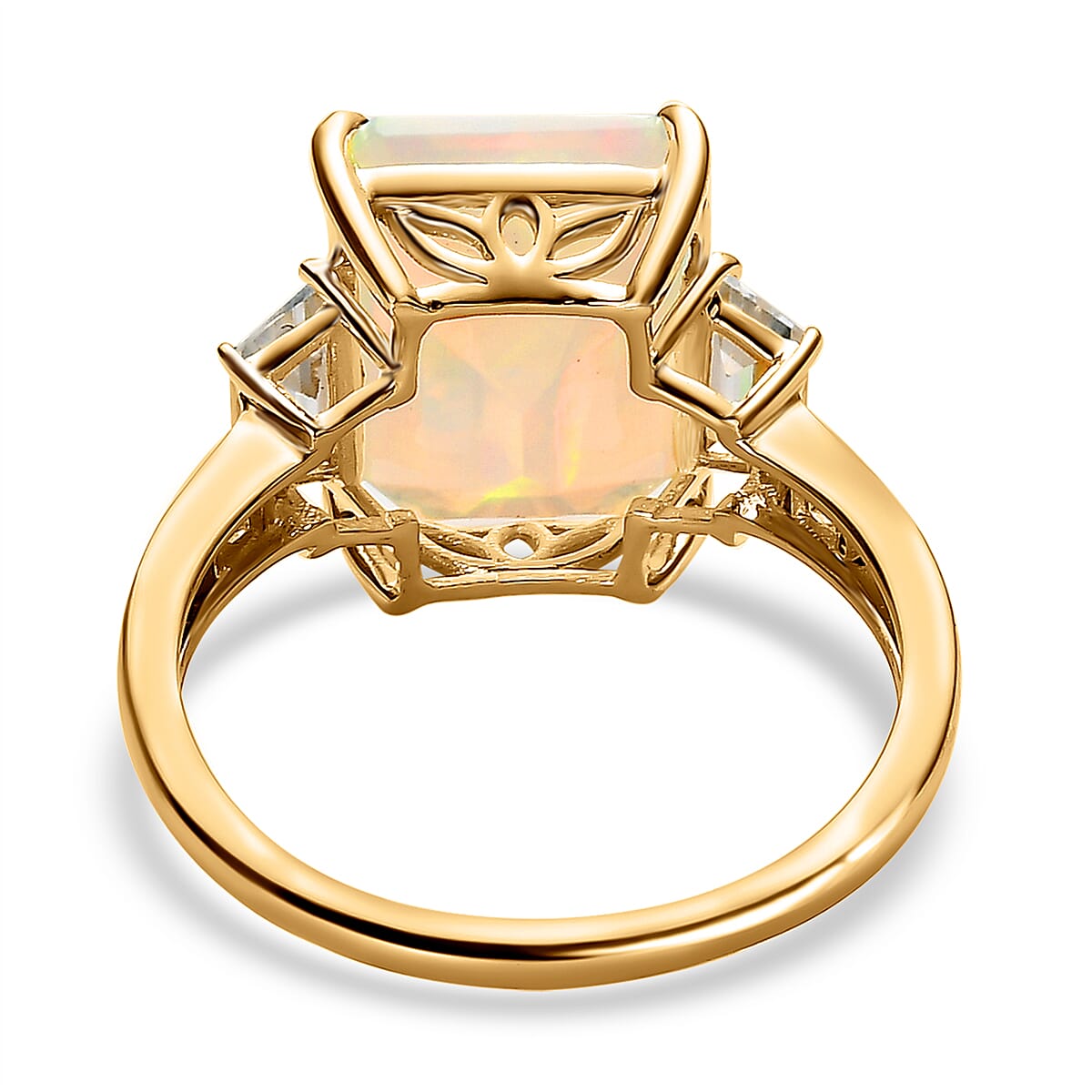 9K Yellow Gold AAAA Ethiopian Welo Opal and Natural Zircon Ring 4.53 Ct. 7522317 5