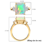 9K Yellow Gold AAAA Ethiopian Welo Opal and Natural Zircon Ring 4.53 Ct.