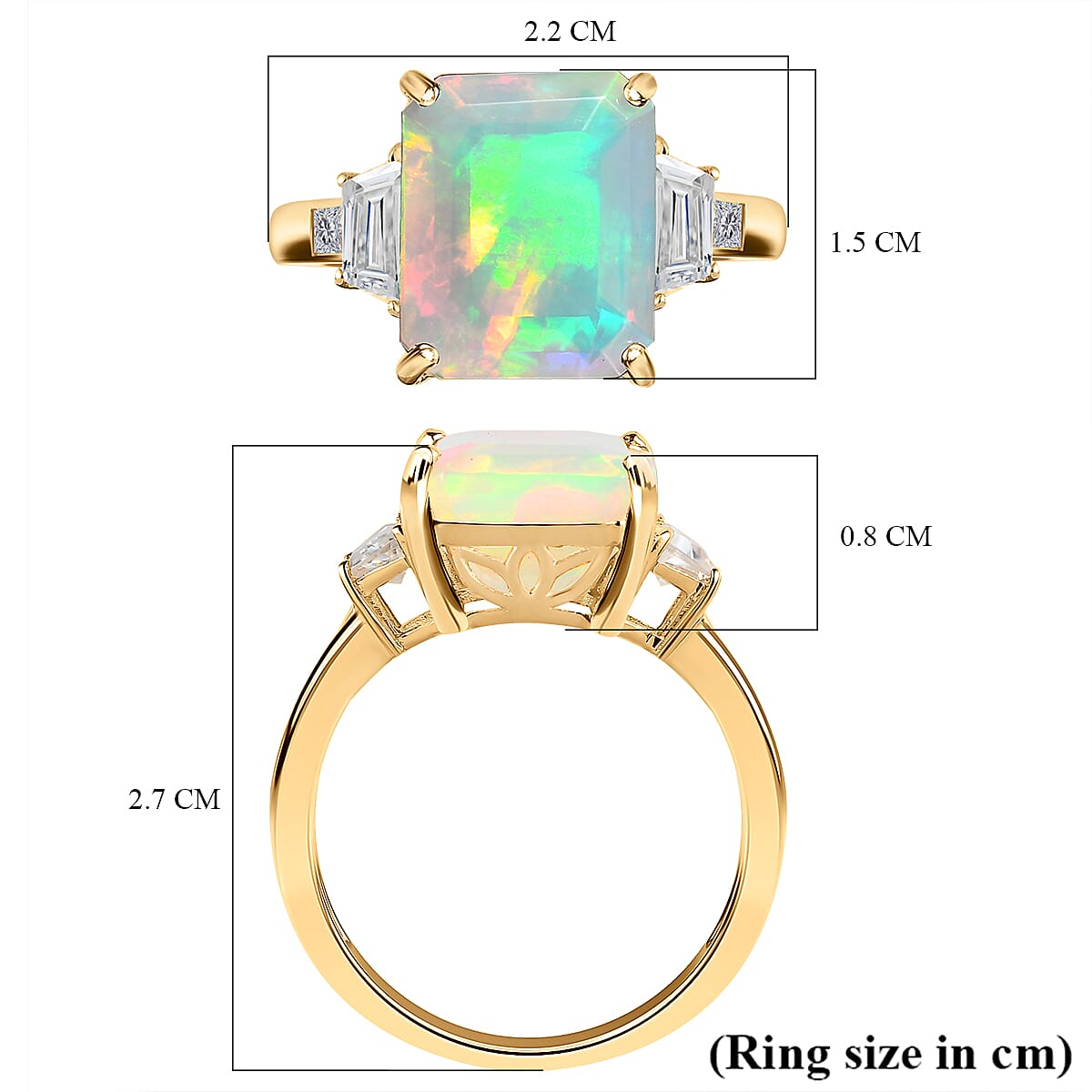 9K Yellow Gold AAAA Ethiopian Welo Opal and Natural Zircon Ring 4.53 Ct. 7522317 6