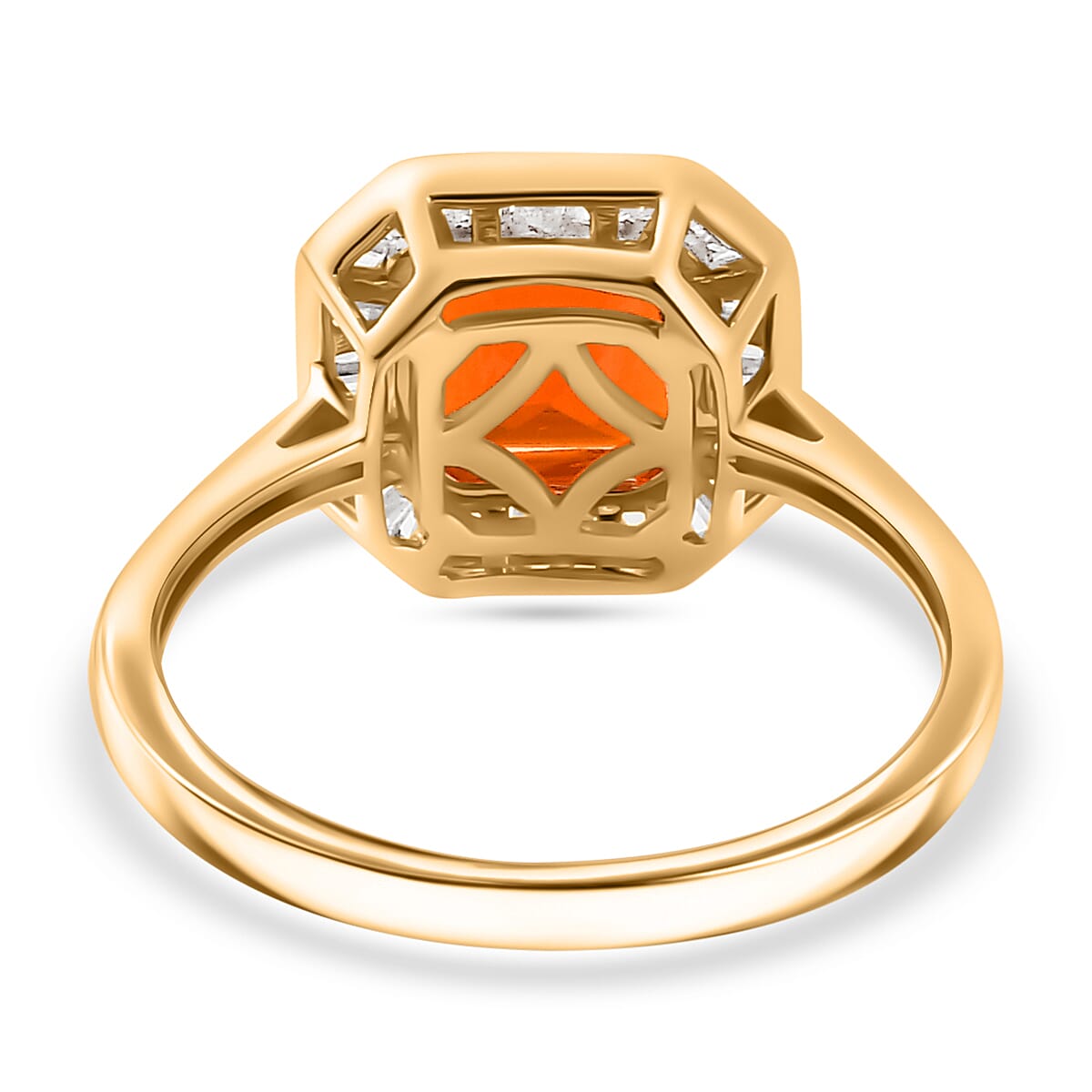 9K Yellow Gold  AAAA Fire Opal, White Diamond Halo Ring 7849319 5