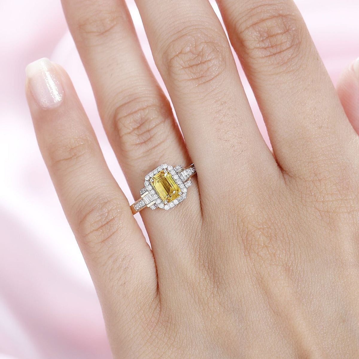 9K Yellow Gold AAAA Yellow Sapphire, White Diamond I3 Ring 1.388 ct., Gold Wt. 2.25 Gms 7758152 2